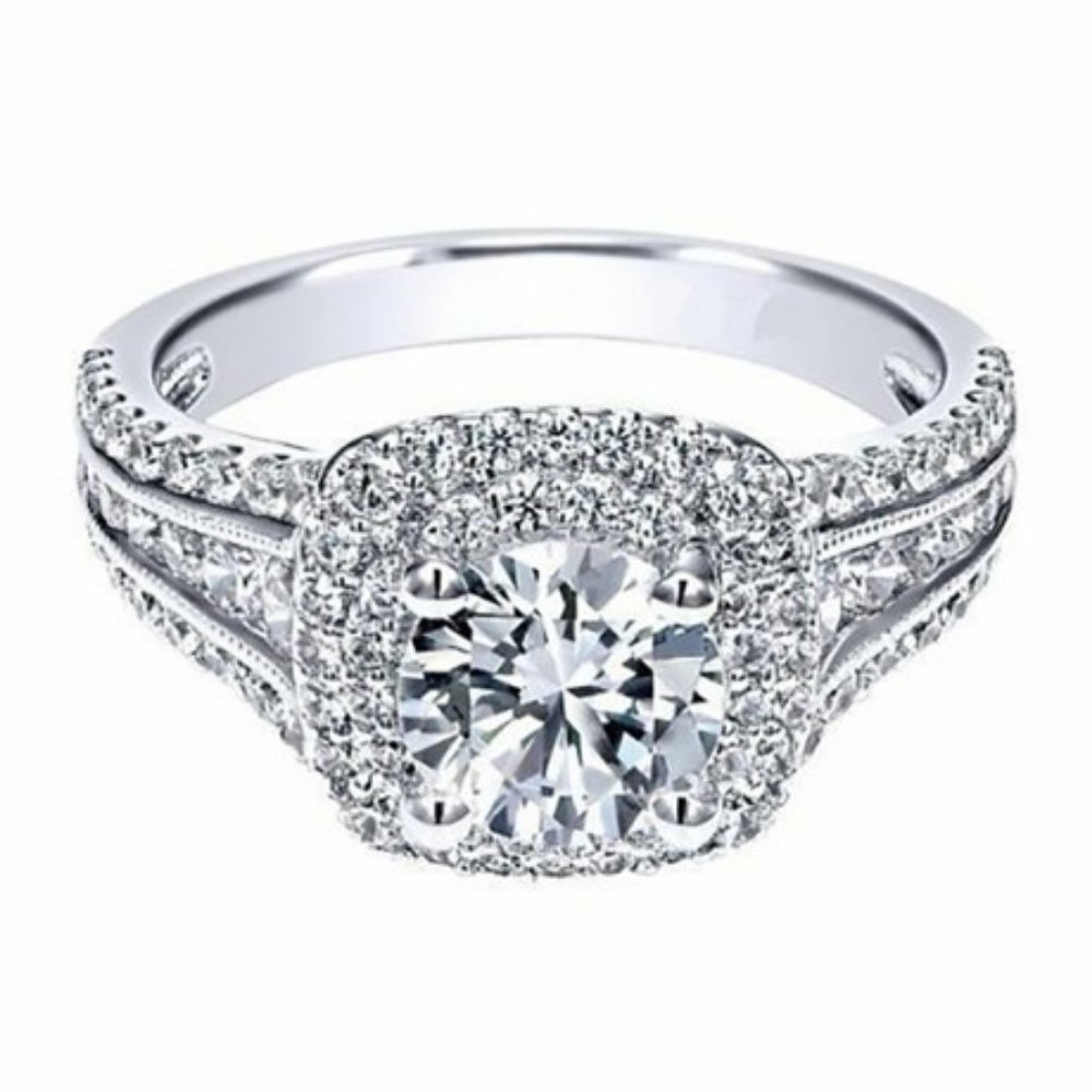 NEW 925 Sterling Silver Diamond Halo Wedding Ring - Picture 5 of 5